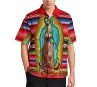 HuazomeeHZM Camisas para Hombre Impresas en 3D de Nuestra Señora de Guadalupe Blusas y Tops con Estampados de Flores de Colores María Dios y Jesús