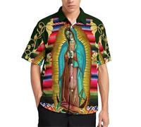 HuazomeeHZM Camisas para Hombre Impresas en 3D de Nuestra Señora de Guadalupe Blusas y Tops con Estampados de Flores de Colores María Dios y Jesús