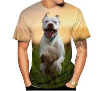 HuazomeeHZM Camiseta con Estampado de Perro Pitbull Impreso en 3D para Hombre y Mujer Camiseta Informal de Manga Corta para Perros Camisetas Oversize Ropa Urbana