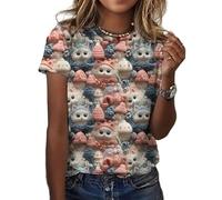 HuazomeeHZM Camiseta de Mujer con Estampado 3D de un simpático Gato Moda Casual de Verano Camisetas de Manga Corta de Gran tamaño para Mujer