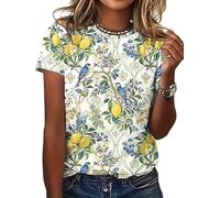 HuazomeeHZM Camiseta para Mujer con Estampado de Delfines Moda Casual Blusa Linda Tops Cortos Cuello Redondo cómoda Suave y Suelta