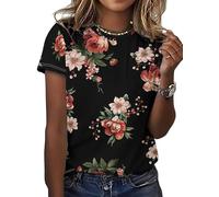 HuazomeeHZM Camiseta para Mujer con Estampado de Delfines Moda Casual Blusa Linda Tops Cortos Cuello Redondo cómoda Suave y Suelta