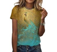 HuazomeeHZM Camiseta para Mujer con Estampado de Delfines Moda Casual Blusa Linda Tops Cortos Cuello Redondo cómoda Suave y Suelta