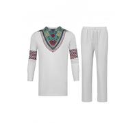 HuazomeeHZM Conjunto de Dos Piezas de Ropa Tradicional Africana para Hombre Conjunto Dashiki Compuesto por Camisa y Pantalones con Kurta de Manga Larga o Corta