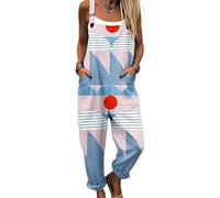 HuazomeeHZM Mujer Boho Colour Block Estampado Overoles Estilo Hippie Overoles Casuales con Bolsillos Mono Peto