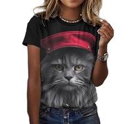 HuazomeeHZM Mujeres Lindo Gato Gráfico 3D Impreso Camisetas Sobredimensionada Camiseta Verano Mujeres Ropa Manga Corta Moda Tops