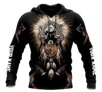 HuazomeeHZM Native American Indian Tatuaje 3D Impreso Mujeres Hombres Sudadera Capucha Casual con Capucha Pullover Chaqueta Top con Bolsillo