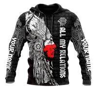 HuazomeeHZM Native American Indian Tatuaje 3D Impreso Mujeres Hombres Sudadera Capucha Casual con Capucha Pullover Chaqueta Top con Bolsillo