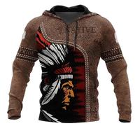 HuazomeeHZM Native American Indian Tatuaje 3D Impreso Mujeres Hombres Sudadera Capucha Casual con Capucha Pullover Chaqueta Top con Bolsillo