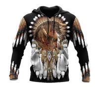 HuazomeeHZM Native American Indians Capucha Mujeres Hombres 3D Impreso Sudadera con Capucha Pullover con Bolsillo