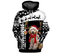 HuazomeeHZM Perros Husky/Bulldog Francés/Murry Christmas Sudadera con Capucha navideña Impresa en 3D para Mujer y Hombre Regalo para Amantes de los Perros