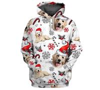HuazomeeHZM Perros Husky/Bulldog Francés/Murry Christmas Sudadera con Capucha navideña Impresa en 3D para Mujer y Hombre Regalo para Amantes de los Perros