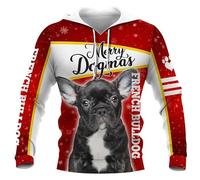 HuazomeeHZM Perros Husky/Bulldog Francés/Murry Christmas Sudadera con Capucha navideña Impresa en 3D para Mujer y Hombre Regalo para Amantes de los Perros