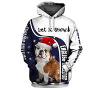 HuazomeeHZM Perros Husky/Bulldog Francés/Murry Christmas Sudadera con Capucha navideña Impresa en 3D para Mujer y Hombre Regalo para Amantes de los Perros