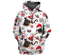 HuazomeeHZM Perros Husky/Bulldog Francés/Murry Christmas Sudadera con Capucha navideña Impresa en 3D para Mujer y Hombre Regalo para Amantes de los Perros