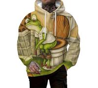 HuazomeeHZM Sudadera con Capucha para Hombre de Animal novedoso Impresa en 3D con patrón de tiburón, Pulpo, Rana y dragón, Casual, con cordón, suéter Tipo pulóver