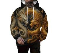 HuazomeeHZM Sudadera con Capucha para Hombre de Animal novedoso Impresa en 3D con patrón de tiburón, Pulpo, Rana y dragón, Casual, con cordón, suéter Tipo pulóver