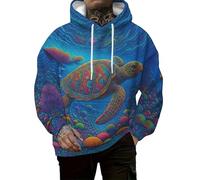 HuazomeeHZM Sudadera con Capucha para Hombre de Animal novedoso Impresa en 3D con patrón de tiburón, Pulpo, Rana y dragón, Casual, con cordón, suéter Tipo pulóver