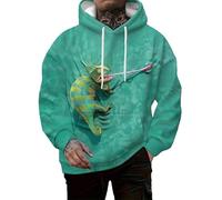 HuazomeeHZM Sudadera con Capucha para Hombre de Animal novedoso Impresa en 3D con patrón de tiburón, Pulpo, Rana y dragón, Casual, con cordón, suéter Tipo pulóver