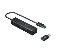 HUB 3.0 CONCEPTRONIC HUBBIES06B 4 PUERTOS USB 3.0 CON ADAPTADOR USB-C COLOR NEGRO CARCASA DE ALUMINIO HUBBIES06B