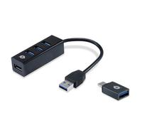 HUB 3 PORTE USB 3.2 GEN 1 (3.1 GEN 1) TYPE-A (HUBBIES04B) NERO CON ADATTATORE US