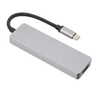 Hub 5 en 1, USB C Splitter Silver Soporte de Tarjeta de Almacenamiento para Monitor para Computadora Portátil para Mouse