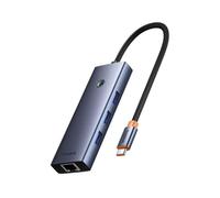 Hub 5in1 Baseus UltraJoy 5-Port (3xUSB3.0 RJ45 PD) Grey