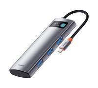 Hub 7 en 1 Baseus Gleam, USB-C a 1 HDMI4K 60 Hz + 3 x USB3.0 + 1 x PD + 1 x SD/TF (Grey)