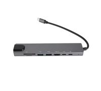 Hub 8 en 1 tipo C a HDMI RJ45 PD Estación de acoplamiento USB Adaptador convertidor divisor de concentrador tipo C con salida 4K 30 HZ Carga PD de 87 W USB 3.0 y Ethernet para