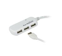 ATEN Cable extensor USB 2.0 de 12 m con hub de cuatro puertos (soporta conexión en cadena hasta 60 m) - USB 2.0 - USB 2.0 - 480 Mbit/s - Blanco - Plástico - 12 m