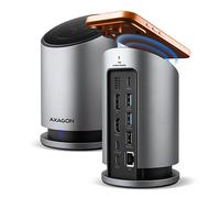 HUB AXAGON HMC-WL9 USB 10Gbps, Qi wireless charging, 3×USB-A, USB-C, HDMI & DisplayPort 4K/60Hz, RJ-45, PD 100W