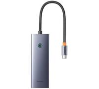 Hub Baseus UltraJoy Series Lite 4-Port (Type-C to USB 3.0 * 3 RJ45*1 USB-C 5V) (Gray)