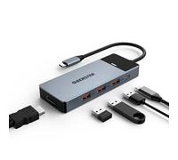 Hub C USB, OBERSTER 5 en 1 USB C con salida HDMI 4K, 3 USB 3.2 con velocidades de transferencia de hasta 10 Gbps, 100 W PD, adaptador USB C para Mac Pro/Air, Dell, y otros dispositivos tipo C