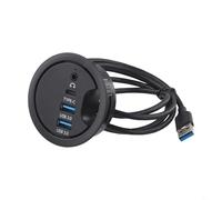 Hub con ojales USB con puertos duales para computadoras de escritorio y portátiles, solución eficiente de conexión de audio y datos