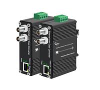 Hub convertidor EoC de riel DIN industrial, Ethernet sobre coaxial, 10/100Mbps hasta 1200m, BNC de 2 puertos para cadena margarita de 7 canales, 18-48 V CC, protección contra sobretensiones para