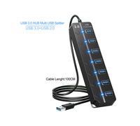 (HUB de 7 puertos) Hub USB 3.0 Hub USB 2.0 Hub divisor multiUSB Cable de 100 cm de largo Compatible