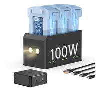 Hub de Carga de batería Mini 4 Pro/Mini Serie 3 de 100 W con Cargador de batería de 100 W, Adaptador de Corriente USB-C, Modo de Alarma de Luces LED de Almacenamiento, Compatibilidad: dji Mini 4 Pro