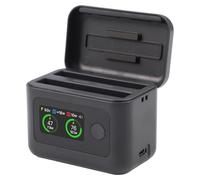 Hub de carga rápida inteligente de 27 W con pantalla LED, cargador bidireccional portátil compatible con batería Insta360 X5, estuche de carga negro compacto para viajes y uso al aire libre