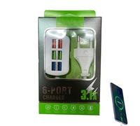 Hub de carga USB, adaptador multipuerto USB, cargador hub USB de 6 puertos - estación de carga compacta con extensión de 1 m/3,28 pies, cargador de viaje para la mayoría de teléfonos