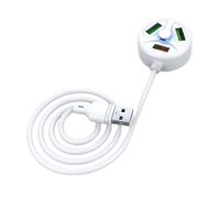 Hub de carga USB multidispositivo con 3 puertos, puerto de carga multiUSB, divisor USB, extensor USB, cable de 118 cm, adaptador de corriente USB