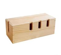 Hub de escritorio de madera maciza para administrar cables y dispositivos electrónicos, solución de almacenamiento de acabado natural para interiores modernos (marrón claro)