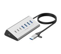 Hub de estación de acoplamiento USB tipo C, adaptador de carga múltiple de 7/10 puertos, adaptador de corriente para PC, portátil, accesorios tipo C