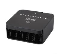 Hub de gestión de velocidad del ventilador de 12 V CC con entrada giratoria para 6 x 4 pines para conexiones PWM con fuente de alimentación tipo C o CC (tipo C + CC)