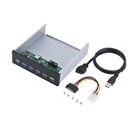 Hub de Panel Frontal USB Convertidor de Panel Frontal de Metal USB 3.0 y USB 2.0 de Alta Velocidad de 6 Puertos para Placa Base de PC con bahía de Unidad de 5,25 Pulgadas Negro