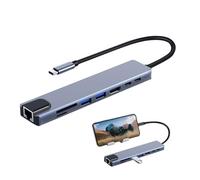 Hub de puerto USB C - Estación de acoplamiento tipo C, adaptador concentrador USB C para ordenador | Distribuidor USB C 8 en 1, velocidad de datos rápida de 5 Gb/s, Hub USB C 4K con par de puertos U