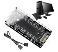 Hub de ventilador de PC, Hub de ventilador de carcasa | Controlador de iluminación de chasis de juegos de escritorio - Hub de ventilador de chasis de enfriamiento 10 en 1, divisor de control de
