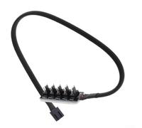Hub de ventilador de PC para PWM 1 a 5 vías para refrigeración de CPU, cable adaptador de 4 pines para conexión de placa base, color negro