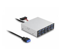 Hub DeLock 10 puertos USB 5 Gbps modelo 64208 frontal para bahía 3,5" carcasa metálica