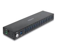 Hub Delock 16 puertos 5 Gbps modelo 60793 con ESD y montaje en carril DIN