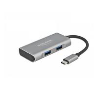 Hub DeLOCK 4 puertos 10 Gbps USB 3.2 Gen 2 Type-C y Type-A compacto